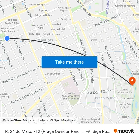 R. 24 de Maio, 712 (Praça Ouvidor Pardinho) to Siga Pucpr map
