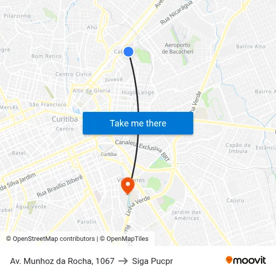 Av. Munhoz da Rocha, 1067 to Siga Pucpr map
