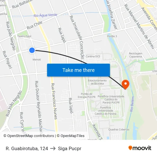 R. Guabirotuba, 124 to Siga Pucpr map