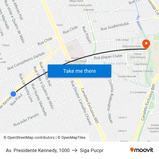 Av. Presidente Kennedy, 1000 to Siga Pucpr map