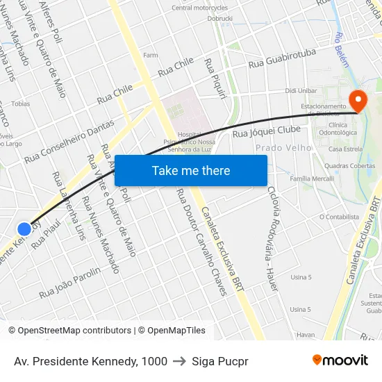Av. Presidente Kennedy, 1000 to Siga Pucpr map