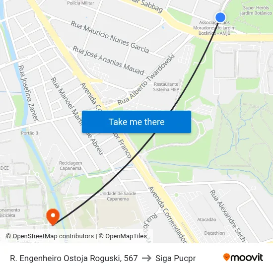 R. Engenheiro Ostoja Roguski, 567 to Siga Pucpr map