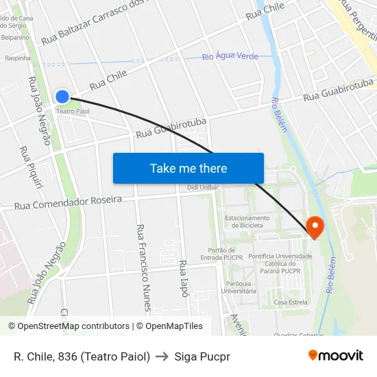 R. Chile, 836 (Teatro Paiol) to Siga Pucpr map