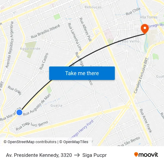 Av. Presidente Kennedy, 3320 to Siga Pucpr map