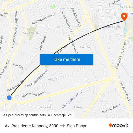 Av. Presidente Kennedy, 3900 to Siga Pucpr map
