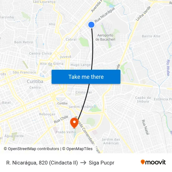R. Nicarágua, 820 (Cindacta II) to Siga Pucpr map