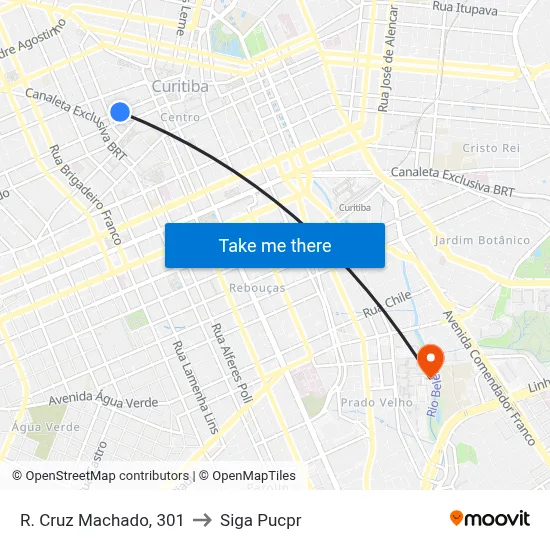R. Cruz Machado, 301 to Siga Pucpr map