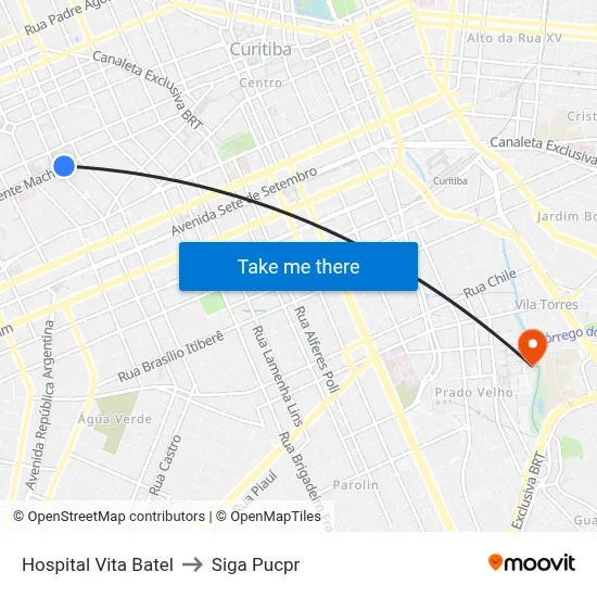 Hospital Vita Batel to Siga Pucpr map