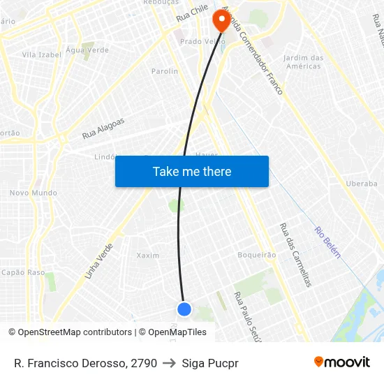 R. Francisco Derosso, 2790 to Siga Pucpr map