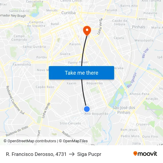 R. Francisco Derosso, 4731 to Siga Pucpr map