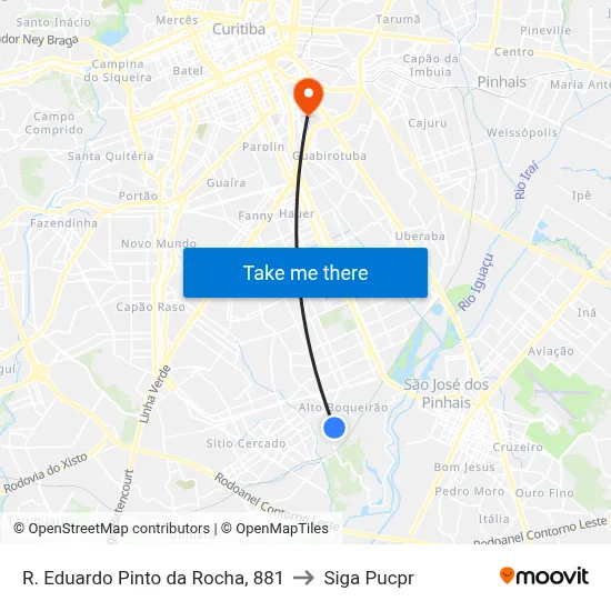 R. Eduardo Pinto da Rocha, 881 to Siga Pucpr map
