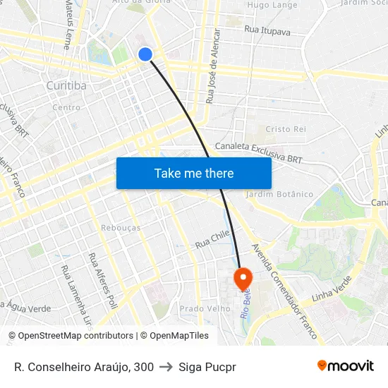 R. Conselheiro Araújo, 300 to Siga Pucpr map