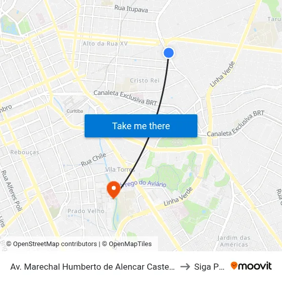 Av. Marechal Humberto de Alencar Castelo Branco, 215 to Siga Pucpr map