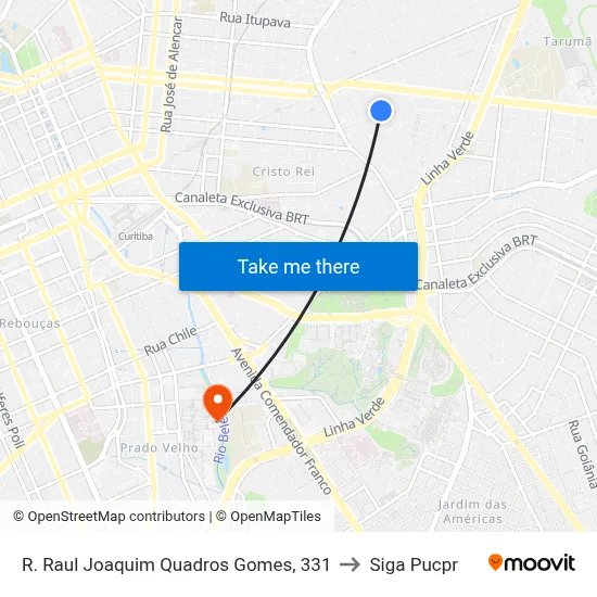 R. Raul Joaquim Quadros Gomes, 331 to Siga Pucpr map