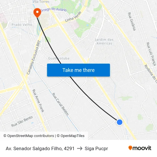 Av. Senador Salgado Filho, 4291 to Siga Pucpr map