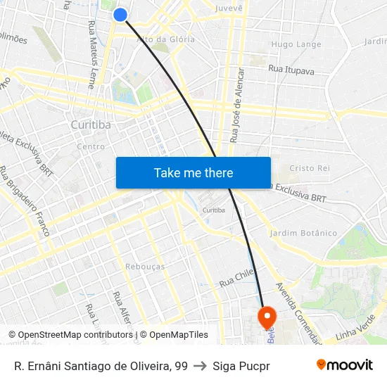 R. Ernâni Santiago de Oliveira, 99 to Siga Pucpr map