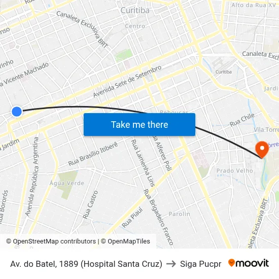 Av. do Batel, 1889 (Hospital Santa Cruz) to Siga Pucpr map