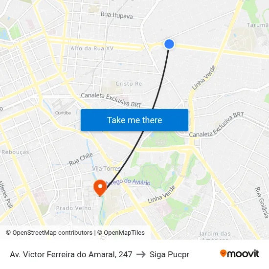 Av. Victor Ferreira do Amaral, 247 to Siga Pucpr map