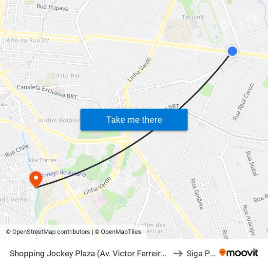 Shopping Jockey Plaza (Av. Victor Ferreira Do Amaral, 2300) to Siga Pucpr map
