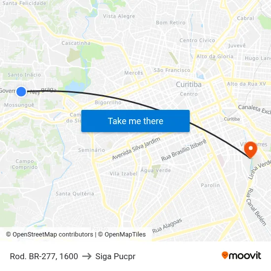 Rod. BR-277, 1600 to Siga Pucpr map