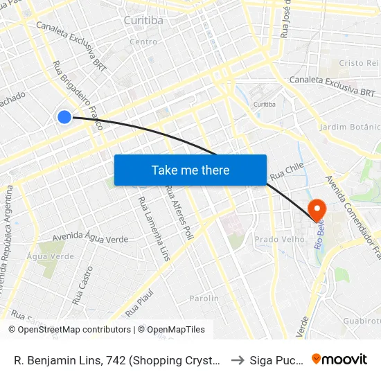 R. Benjamin Lins, 742 (Shopping Crystal) to Siga Pucpr map