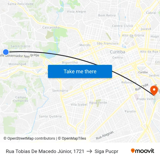 Rua Tobias De Macedo Júnior, 1721 to Siga Pucpr map