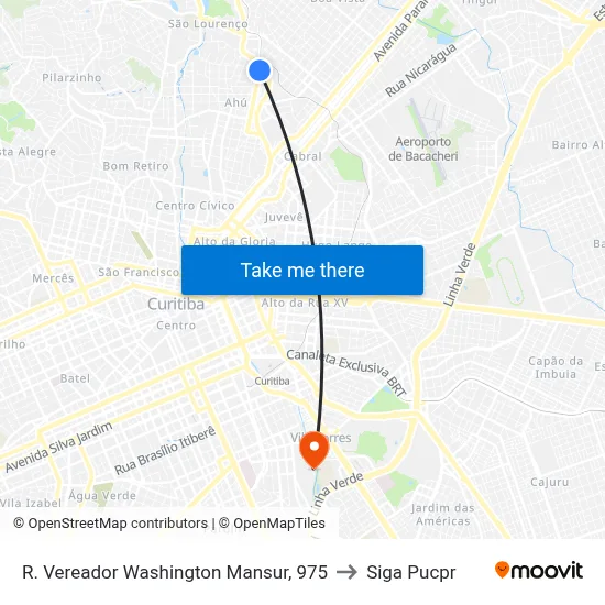 R. Vereador Washington Mansur, 975 to Siga Pucpr map