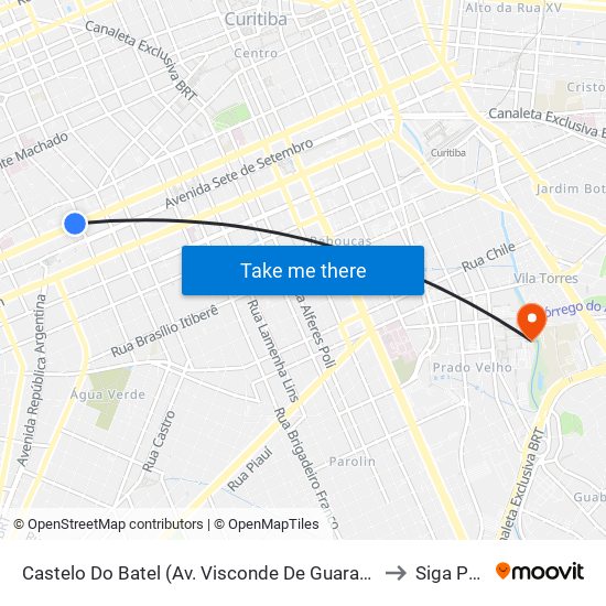 Castelo Do Batel (Av. Visconde De Guarapuava, 4610) to Siga Pucpr map