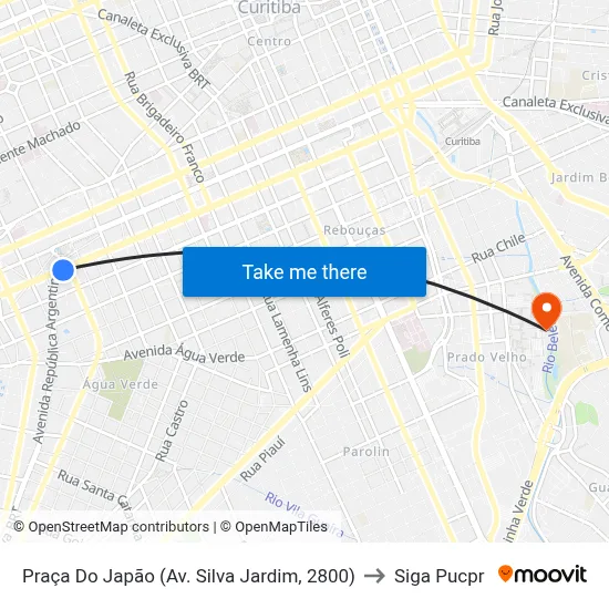 Praça Do Japão (Av. Silva Jardim, 2800) to Siga Pucpr map