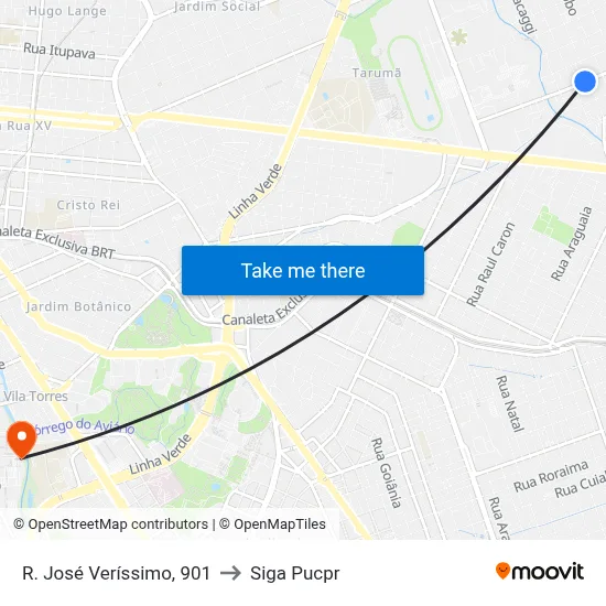 R. José Veríssimo, 901 to Siga Pucpr map