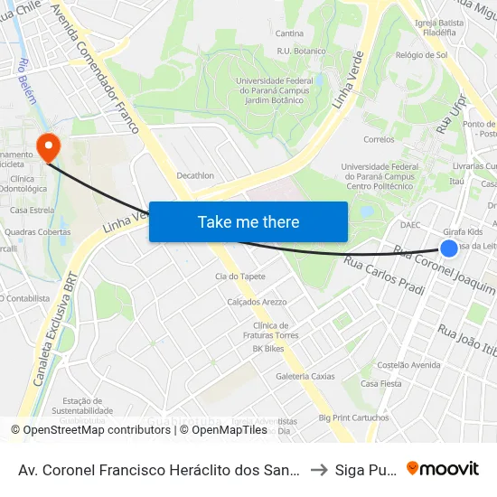 Av. Coronel Francisco Heráclito dos Santos, 800 to Siga Pucpr map