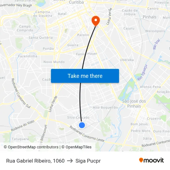 Rua Gabriel Ribeiro, 1060 to Siga Pucpr map