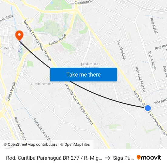 Rod. Curitiba Paranaguá BR-277 / R. Miguel Caluf to Siga Pucpr map