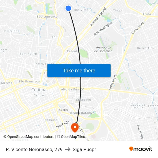 R. Vicente Geronasso, 279 to Siga Pucpr map