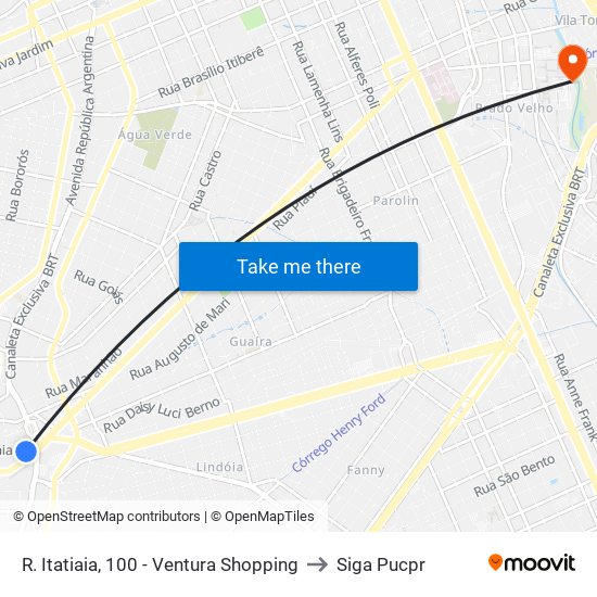 R. Itatiaia, 100 - Ventura Shopping to Siga Pucpr map