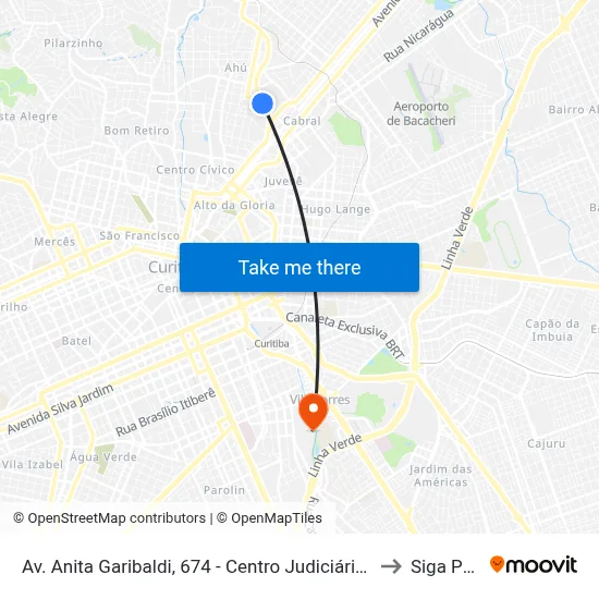 Av. Anita Garibaldi, 674 - Centro Judiciário De Curitiba to Siga Pucpr map