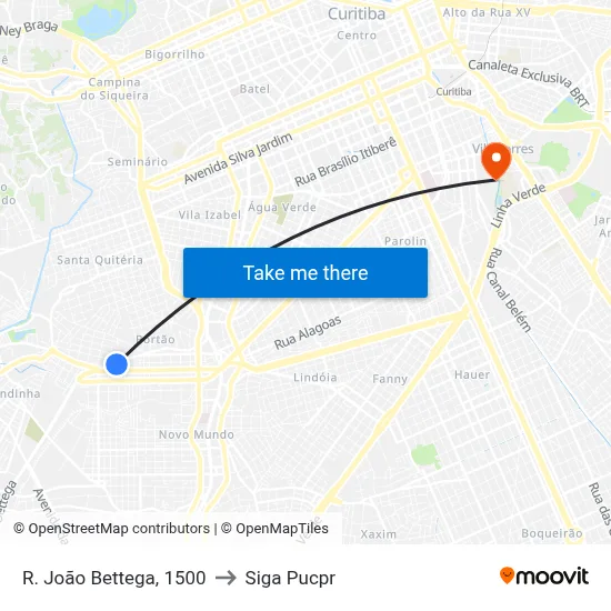 R. João Bettega, 1500 to Siga Pucpr map