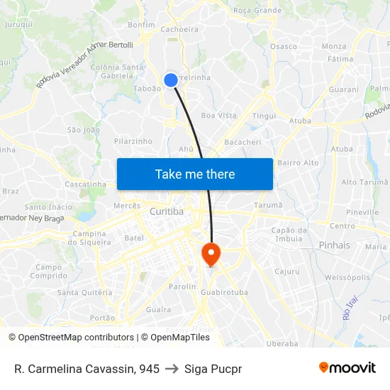 R. Carmelina Cavassin, 945 to Siga Pucpr map