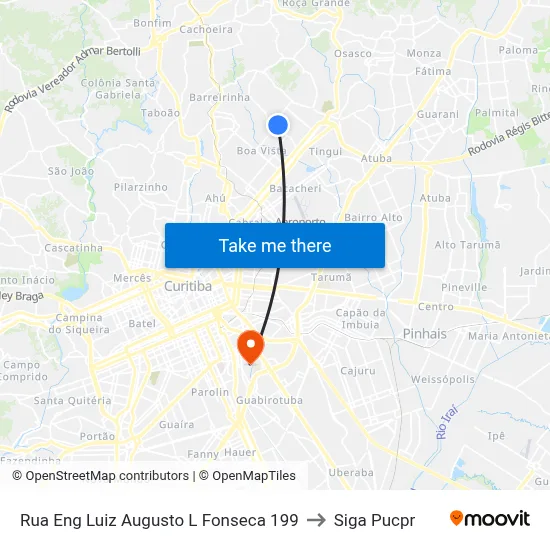 Rua Eng Luiz Augusto L Fonseca 199 to Siga Pucpr map