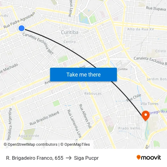 R. Brigadeiro Franco, 655 to Siga Pucpr map
