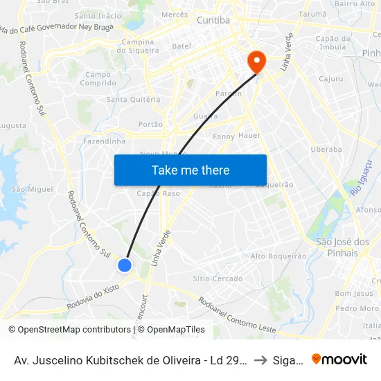 Av. Juscelino Kubitschek de Oliveira - Ld 2905 (Mondelez Brasil / Passarela) to Siga Pucpr map