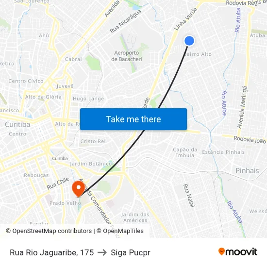 Rua Rio Jaguaribe, 175 to Siga Pucpr map