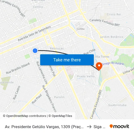 Av. Presidente Getúlio Vargas, 1309 (Praça Ouvidor Pardinho) to Siga Pucpr map