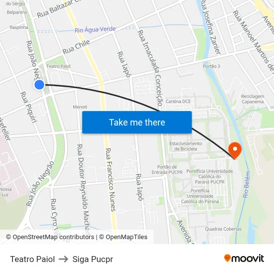 Teatro Paiol to Siga Pucpr map