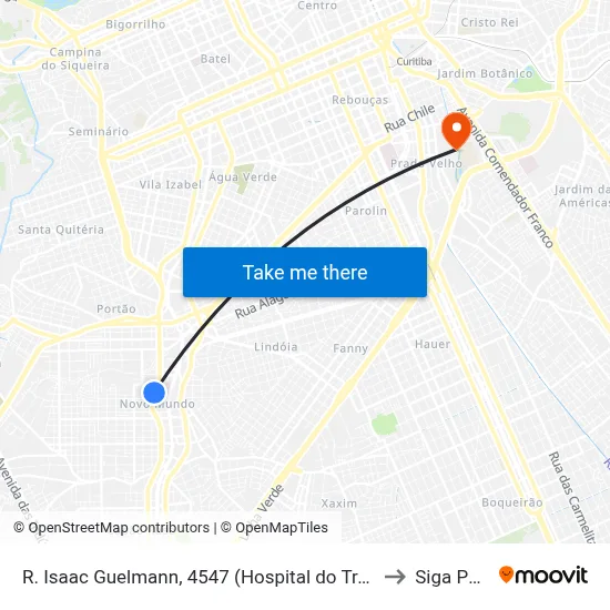 R. Isaac Guelmann, 4547 (Hospital do Trabalhador) to Siga Pucpr map