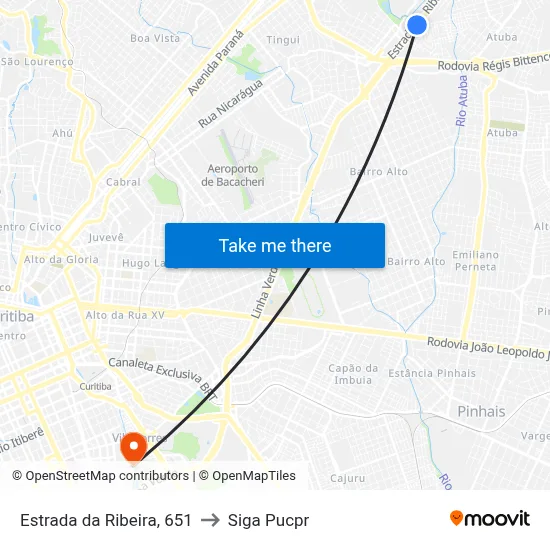 Estrada da Ribeira, 651 to Siga Pucpr map
