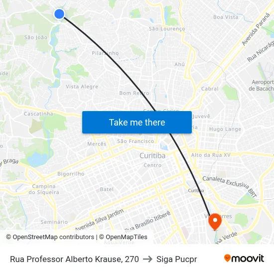 Rua Professor Alberto Krause, 270 to Siga Pucpr map