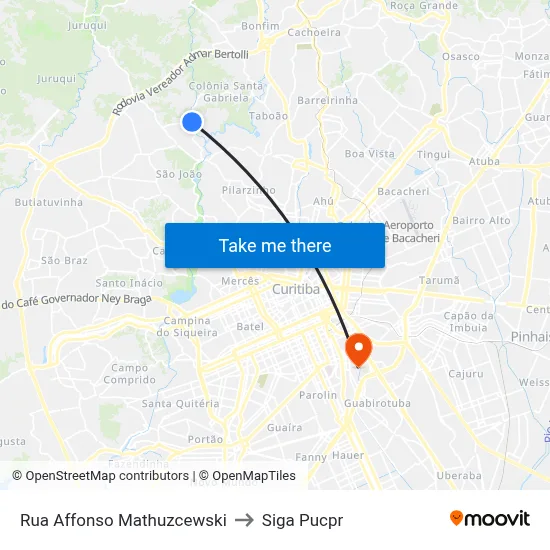 Rua Affonso Mathuzcewski to Siga Pucpr map