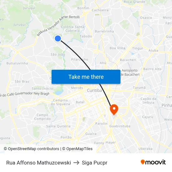 Rua Affonso Mathuzcewski to Siga Pucpr map