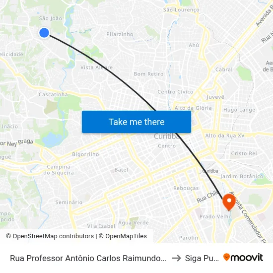 Rua Professor Antônio Carlos Raimundo, 300-372 to Siga Pucpr map